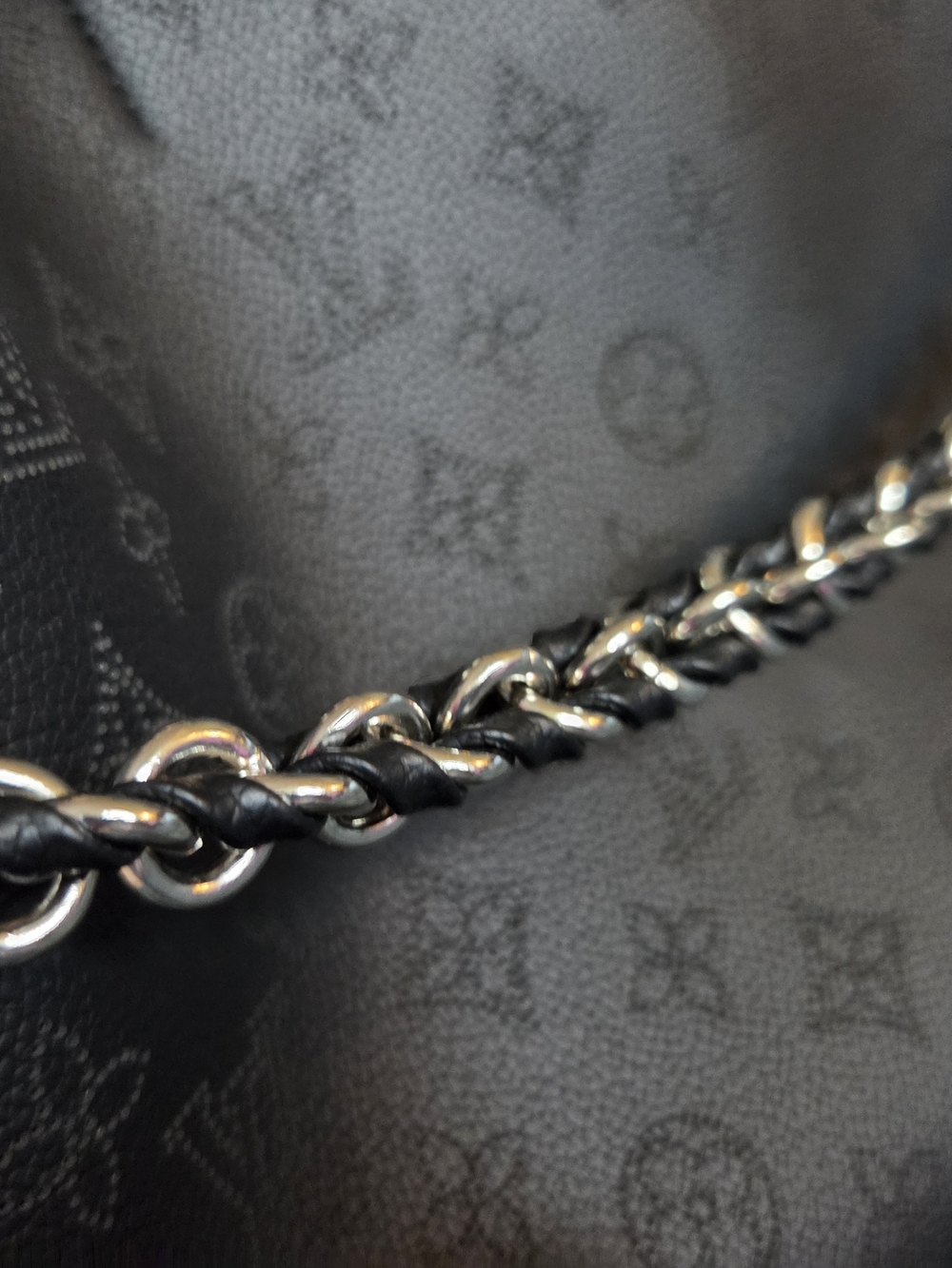 Luxury Black Monogram Tote with Chain Strap - Picture 6 of 11
